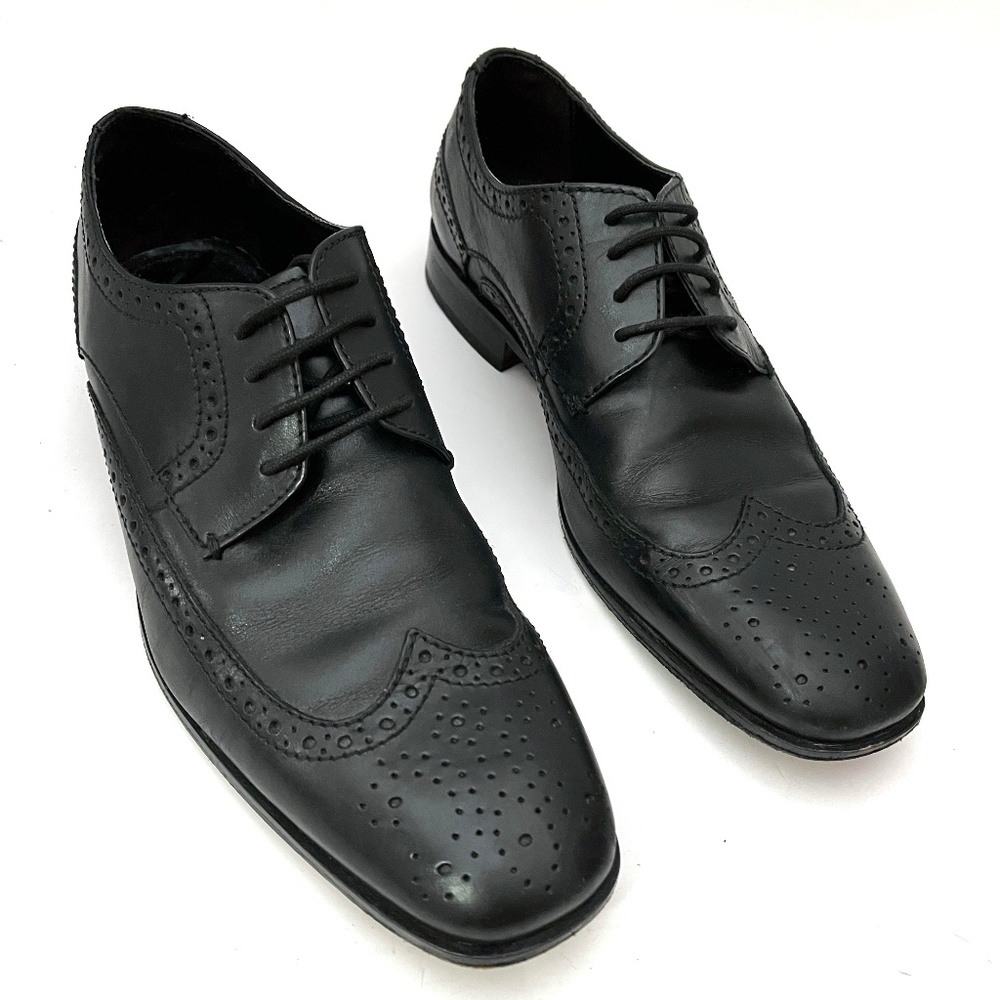BOSTONIAN Alito Wing-Tip Oxford Lace-Ups Black Leather Dress Shoes